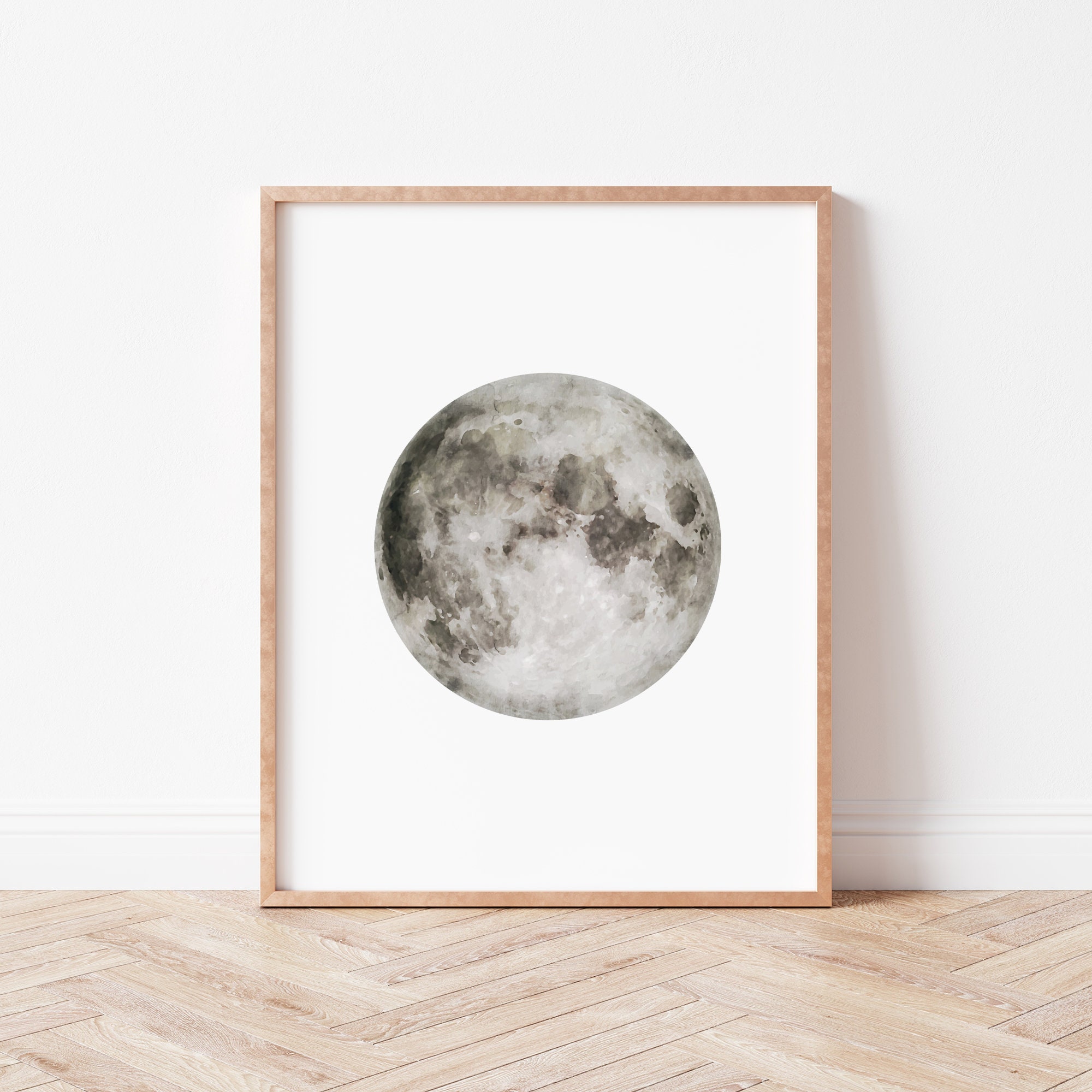 Watercolor Moon Planet Printable | Space Theme Nursery Art, Digital Art, Planet Wall Decor, Home Decor, Watercolor Planets, Kids Room Decor