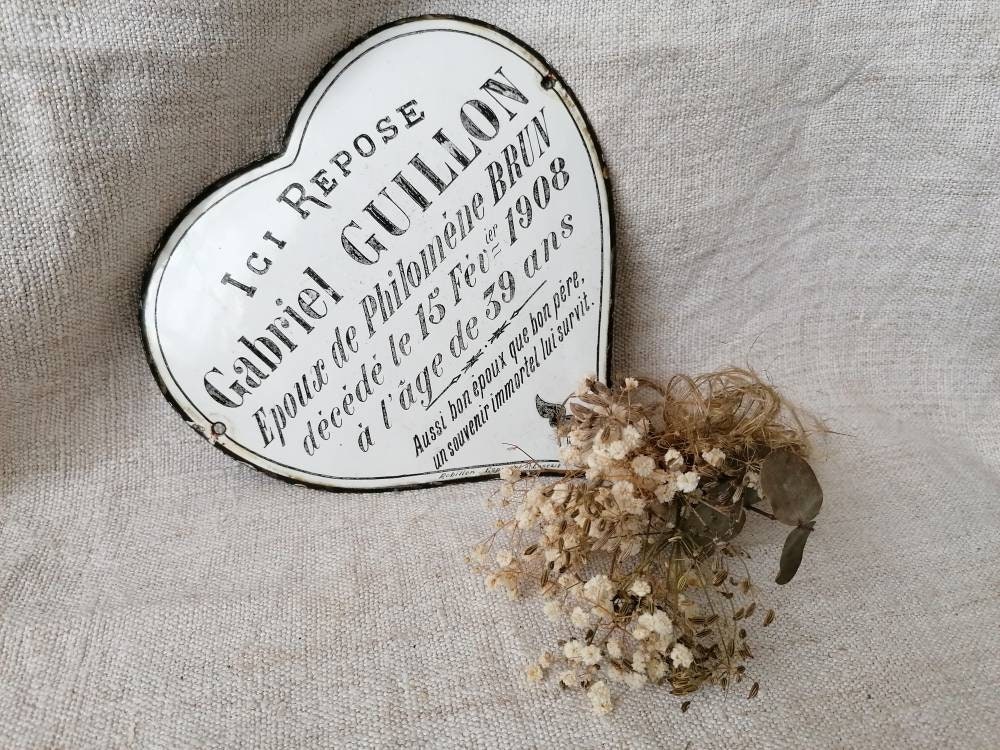 Grand Cœur Funeraire Émaillé