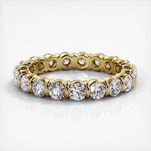 Round Cut Moissanite Eternity Ring, Wedding Band In 10k White / Yellow Gold or Sterling Silver