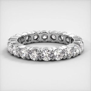 Round Cut Moissanite Eternity Ring, Wedding Band In 10k White / Yellow Gold or Sterling Silver