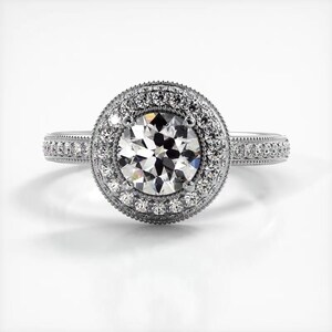 Round Cut Halo Moissanite Engagement Ring In 10K Solid White/Yellow Gold or Sterling Silver