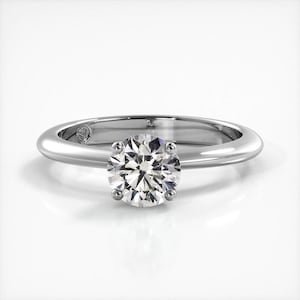 Round Cut Solitaire Moissanite Engagement Ring In 10K Solid White Gold or Sterling Silver