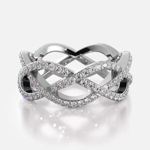 Round Cut Moissanite Eternity Ring, Wedding Band In 10k White / Yellow Gold or Sterling Silver
