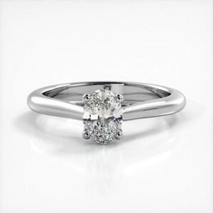 Oval Cut Solitaire Moissanite Engagement Ring In 10K Solid White/Yellow Gold or Sterling Silver
