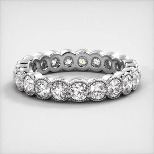 Brilliant Round Cut Moissanite Eternity Ring, Wedding Band In 10k White / Yellow Gold or Sterling Silver