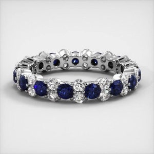 Round Cut Moissanite Eternity Ring, Wedding Band In 10k White / Yellow Gold or Sterling Silver