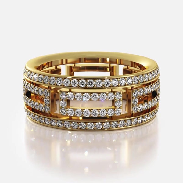 Round Cut Moissanite Eternity Ring, Wedding Band In 10k White / Yellow Gold or Sterling Silver