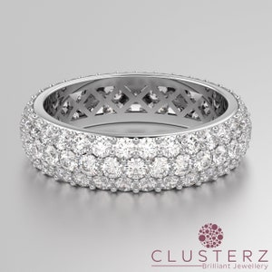 3 reihiger Ehering, stapelbarer Ehering, 10K Gold Ring, runder Moissanite Ring, Versprechen Ring, 3 reihiger Designer Ring