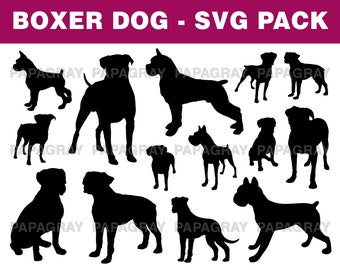 Download Boxer Dog Silhouette Etsy