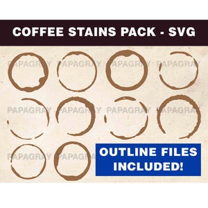 Coffee Stains Silhouette Pack - 10 Designs | Digital Download | Coffee Stains SVG, Coffee Marks PNG, Cup Mark Vector, Cup Stain Graphic