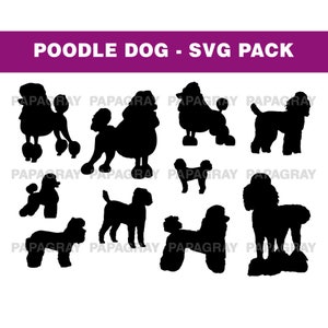 Poodle Dog Silhouette Pack - 10 Designs | Digital Download | Poodle SVG, Poodle PNG, Poodle Dog Vector, Poodle Dog Cut File, Poodle Vector