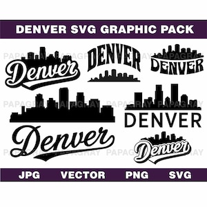Denver Skyline SVG, Colorado Silhouette, Cityscape SVG Bundle, USA Skyline Clipart, Graphic Cut Files for Cutting Machines, Silhouette