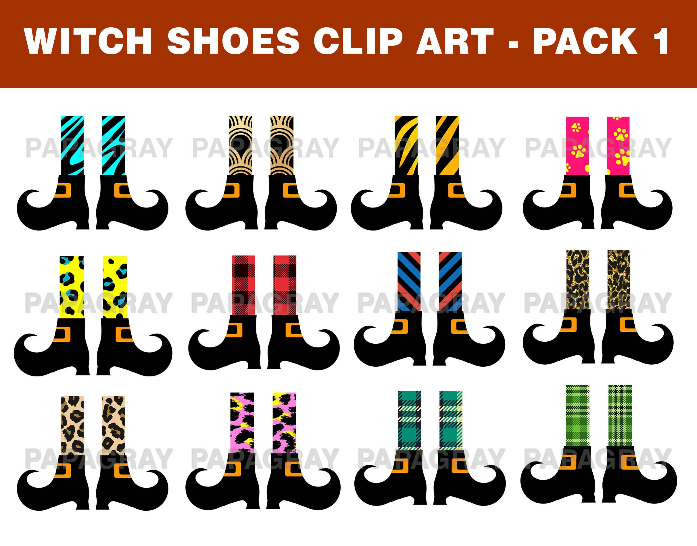 Halloween Witch Shoes Clipart 50 Designs Digital Download Etsy