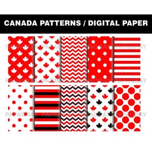 Canada Patterns - 10 Designs | Digital Download | 300 DPI | Seamless Canada Digital Paper, Canada Pattern, Canada Wrapping Paper Design