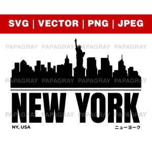 New York SVG / Download digitale / New York Vector, Clipart urbano, Illustrazioni SVG di New York, Grafica Skyline Silhouette
