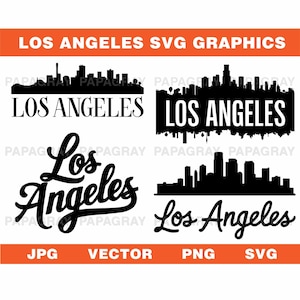 Los Angeles Skyline SVG Vector Graphic Bundle - 8 Designs | Digital Download | California Vector, City Skyline Silhouette, SVG Cut File