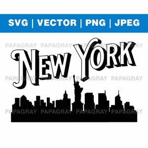 New York Skyline SVG | Digital Download | Manhattan Cityscape Vector Graphic, Urban Clipart, New York Illustrations, Skyline Silhouette