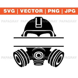 Gas Mask Split Name Monogram SVG Vector Graphic | Digital Download | Industrial PNG, Respirator, Chemical, Hazard, Industry Graphic Cut File