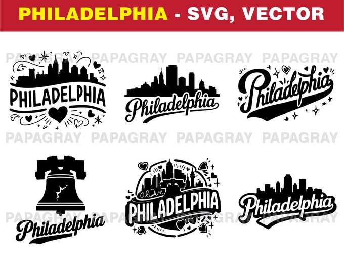 Philadelphia Letter Vector Philadelphia Skyline SVG Bundle: Vector Illustration (digital Download ...