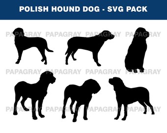 Polish Hound Dog Silhouette Pack - 6 Designs | Digital Download | Polish Hound SVG, Polish Hound Dog PNG, Polish Hound Vector, Dog Cut File