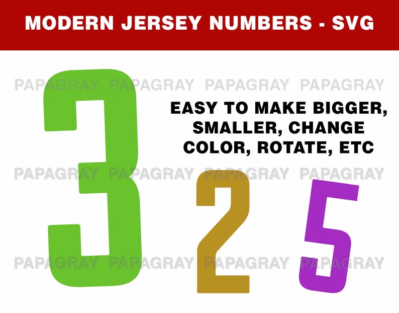 Modern Jersey Numbers SVG Pack 10 Numbers Digital Download Etsy
