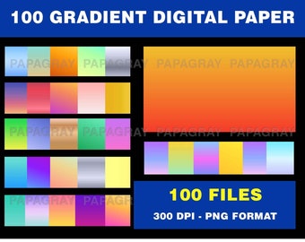 100 Gradient Digital Paper - 300 DPI | Digital Download | 100 Backgrounds, 100 Gradient Backgrounds, Digital Paper Gradient PNG