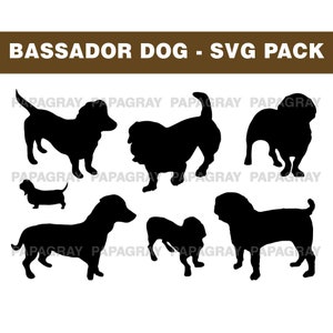 Bassador SVG Dog Silhouette Pack - 7 Designs | Digital Download | Bassador Dog SVG, Canine Graphic Silhouettes, Cut Files