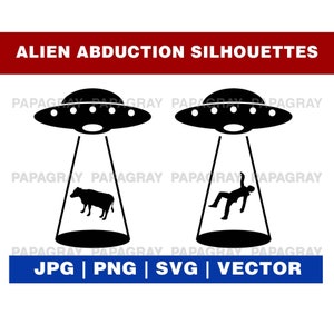 Alien Abduction Silhouettes: Cow & Human Designs (Digital Download)