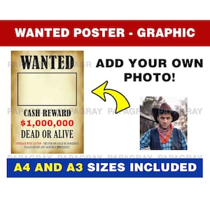 Wild West Wanted Poster Graphic: Add Your Photo (Digital Download)