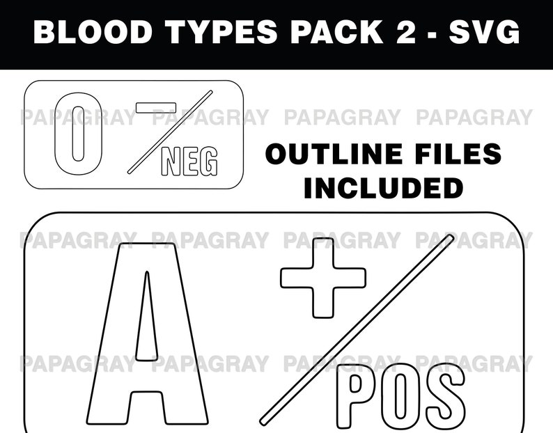 Blood Type SVG Graphics 8 Designs Pack 2 Digital Download A Blood Type PNG, Medical Graphic, Healthcare, B Blood Type Vector image 3