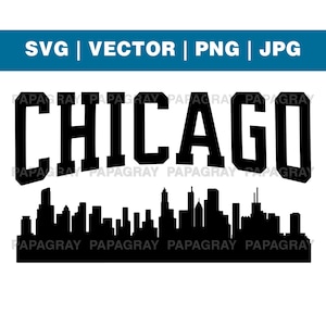 Chicago City Skyline SVG | Digital Download | Illinois Silhouette, City Silhouette SVG, Cityscape PNG, America Vector