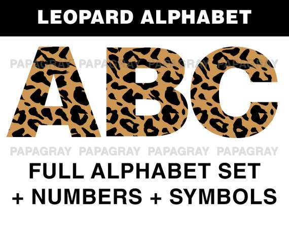 leopard print alphabet png clip art bundle pack digital etsy