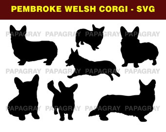 Pembroke Welsh Corgi Dog Silhouette Pack - 7 Designs | Digital Download | Pembroke Welsh Corgi SVG, Pembroke Welsh Corgi Dog PNG, Dog Vector