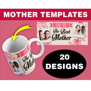 Modelos de canecas de mãe - 20 designs | Download digital | Modelo de dia das mães, sublimação de mãe, sublimação de caneca de mãe, mam