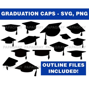 Graduation Caps SVG Pack - 14 Designs | Digitaler Download | Graduierung SVG, Graduierung Hut, graduierte SVG, Graduierung Akademische Kappe, Universität