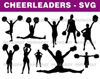 Cheerleader Silhouette Pack: 10 Designs (Digital Download)