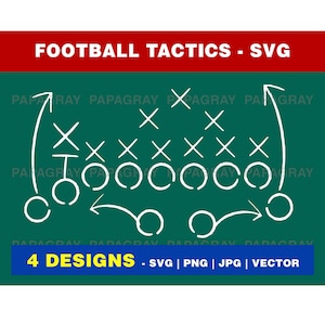 American Football Tactics Silhouette Pack - 4 Designs | Digital Download | Football Tactics SVG, Football Strategy, Football Formations