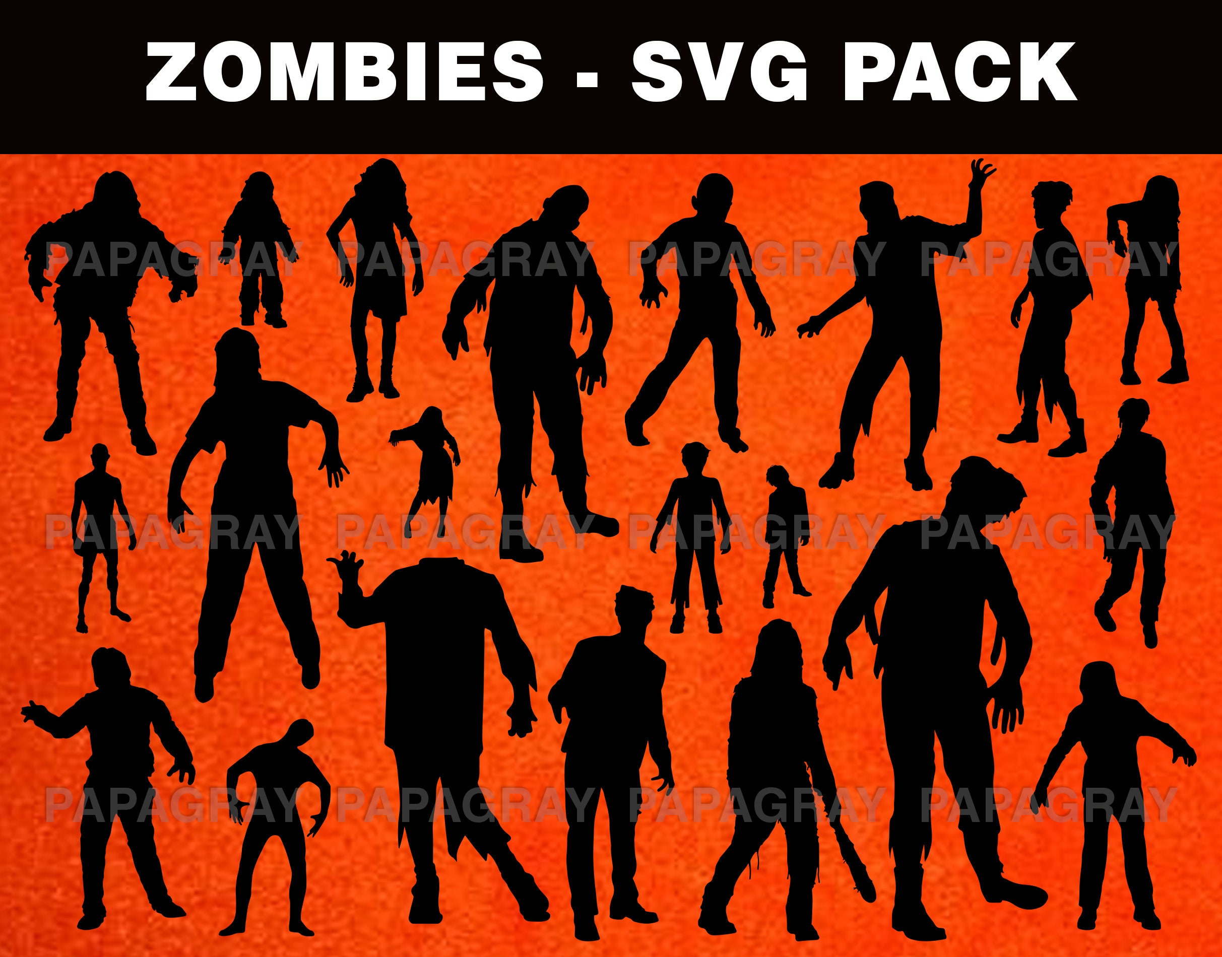 Download Zombies Svg Zombie Silhouette Pack Digital Download Etsy