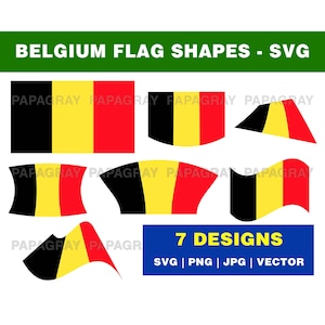 Belgium Flag Shapes SVG Graphic - 7 Designs | Digital Download | Belgian Flag PNG, Belgium Flag Vector Graphic, Belgium SVG
