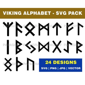 Viking Alphabet Pack - 24 Designs | Digital Download | Viking Letters, Nordic Alphabet, Viking SVG, Scandinavia Vector, Scandinavian PNG