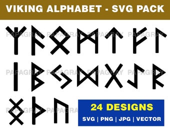 Viking Alphabet Pack - 24 Designs | Digital Download | Viking Letters, Nordic Alphabet, Viking SVG, Scandinavia Vector, Scandinavian PNG