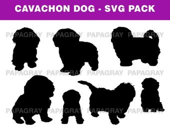 Cavachon Dog Silhouette Pack - 7 Designs | Digital Download | Cavachon SVG, Cavachon Dog PNG, Cavachon Dog Graphics, Cavachon Dog Shape