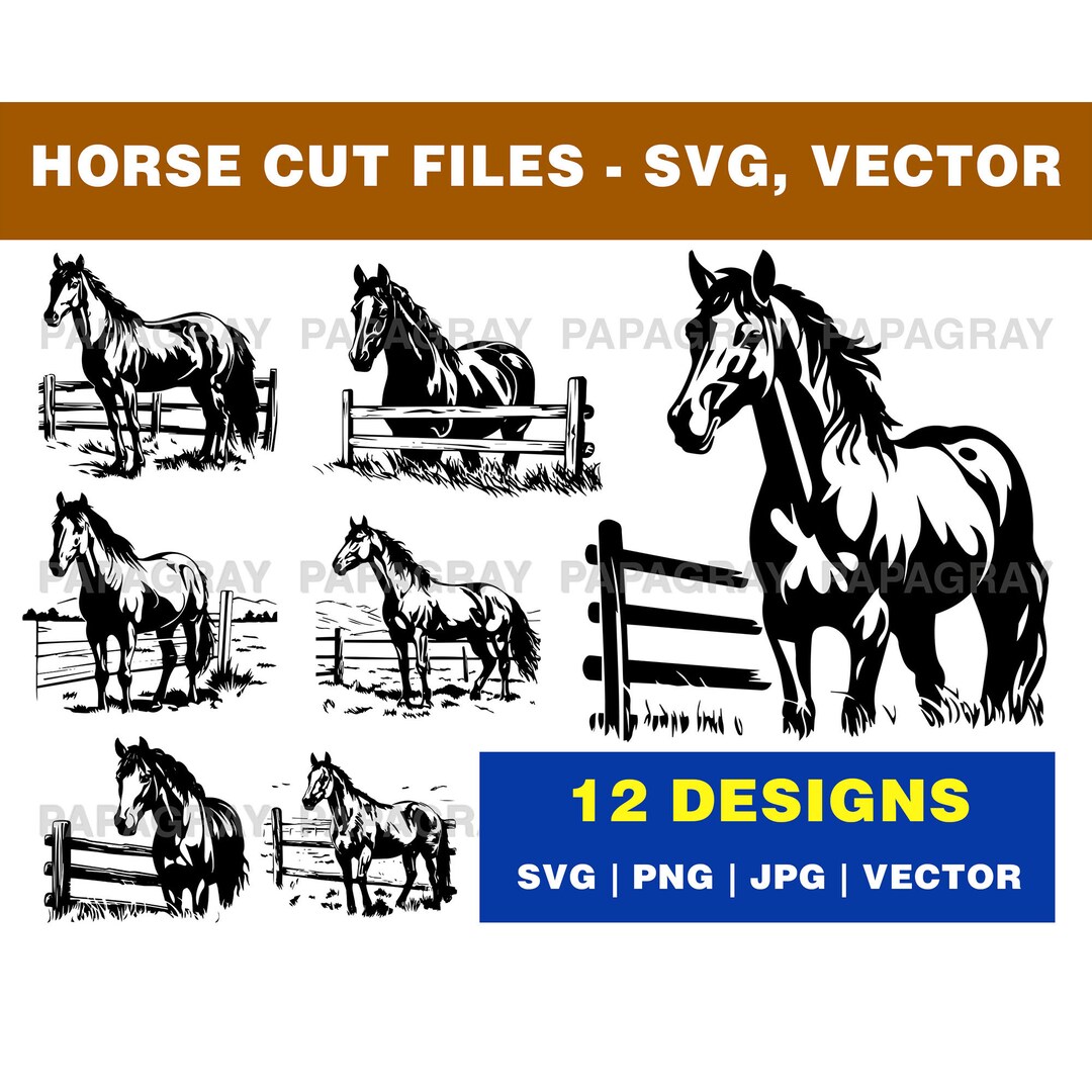 Stallion Svg Simple Horse SVG Cut Files Bundle - 12 Designs | Digital Download | Farm ...