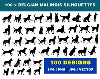 Belgian Malinois Dog Silhouette MEGA Pack: 100 Designs (Digital Download)