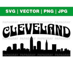 Cleveland Skyline SVG | Digital Download | Cleveland Ohio, City Silhouette SVG, United States Graphic, Cityscape PNG, America Vector