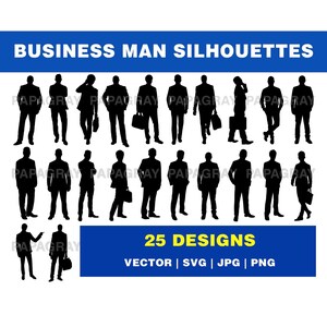 Zakenman SVG-silhouetpakket - 25 ontwerpen | Digitale download | Zakenman, executive man, corporate man, ondernemer gentleman graphic