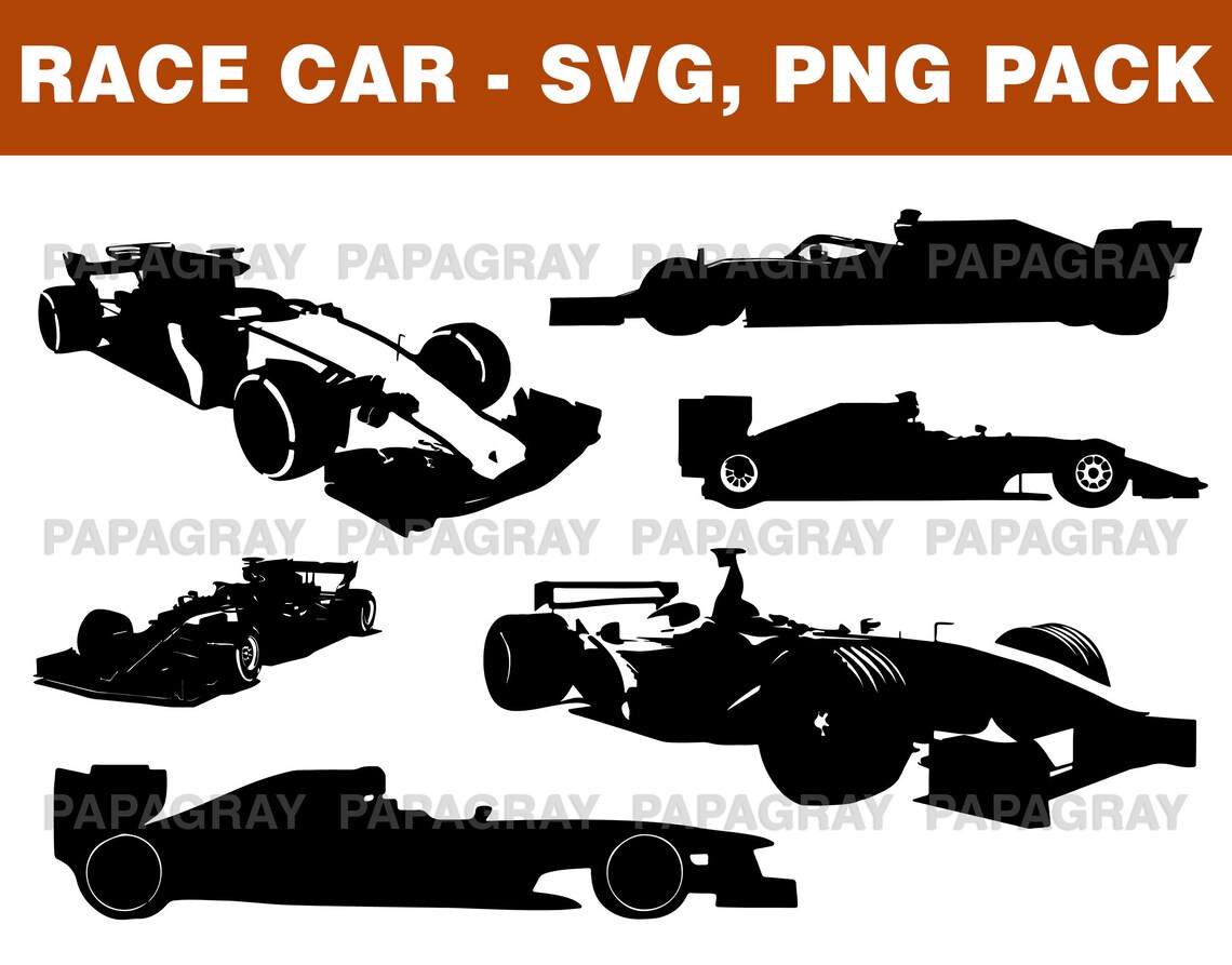 Race Car Silhouette Pack 6 Designs Digital Download Race | Etsy