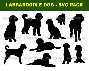 Labradoodle Dog Silhouette Pack - 10 Designs | Digital Download | Labradoodle SVG, Labradoodle PNG, Labradoodle Dog Vector, Labradoodle DXF