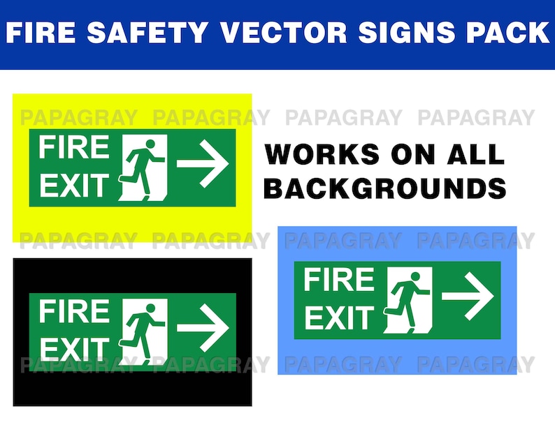 Fire Safety Signs Vector Pack 9 Designs Digital Download Etsy