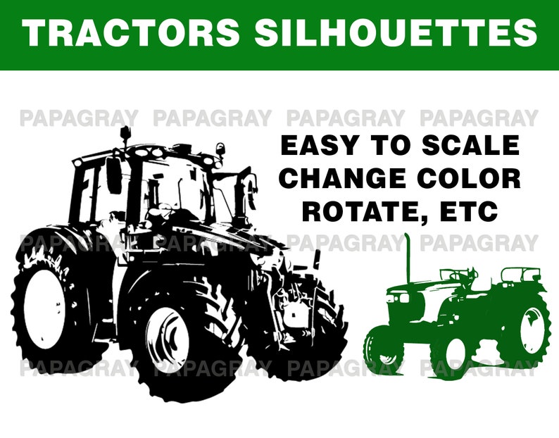 Download Tractor Silhouette Pack 11 Designs Digital Download | Etsy